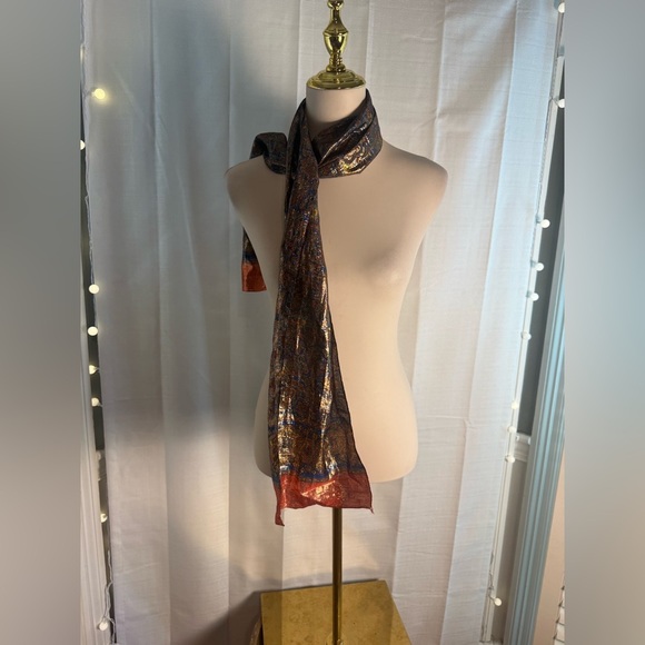 Parisian Made in Italy Metallic Scarf Boho - Picture 6 of 7
